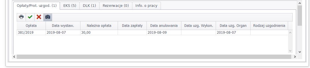 Widok części okna głównego portalu geodety związanego z opłatami i protokołem uzgodnienia